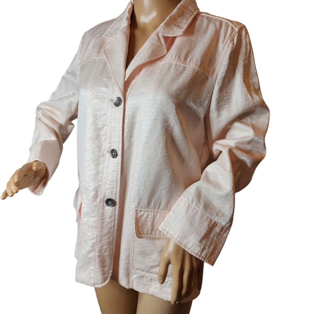 Chico's Light Pink Shiny Shacket. View 5